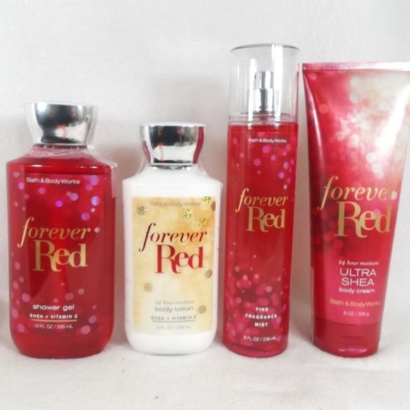 Bath Body Works Forever Red 4 Full Size Set Bundle Nwt